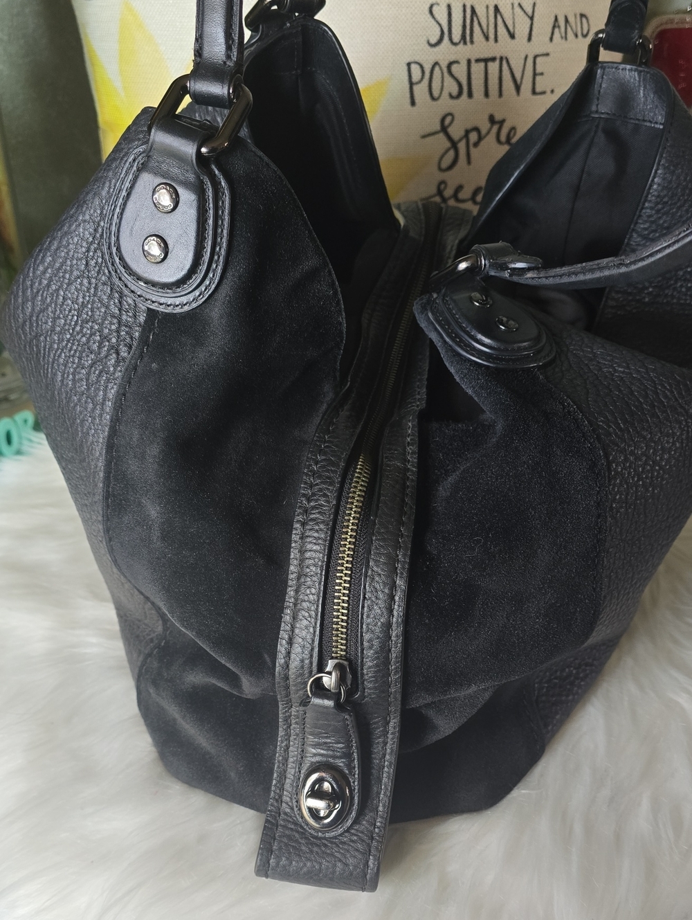 Coach Eddie 42 Suede And Pebbled Leather Tote - Picture 5 of 16
